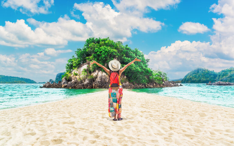Summer lifestyle traveler woman joy fun nature scenic landscape