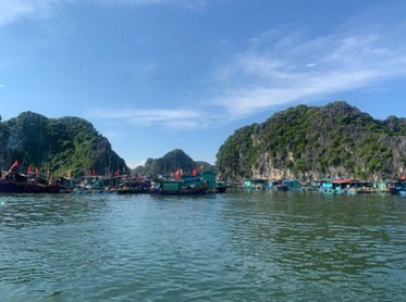Fishing Village in Ha Long Bay – View from the cruise deck